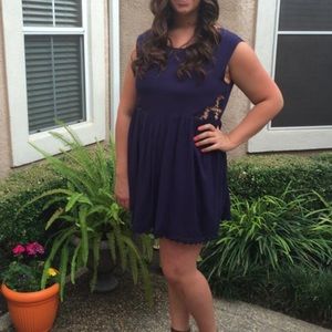 Navy blue backless skater dress